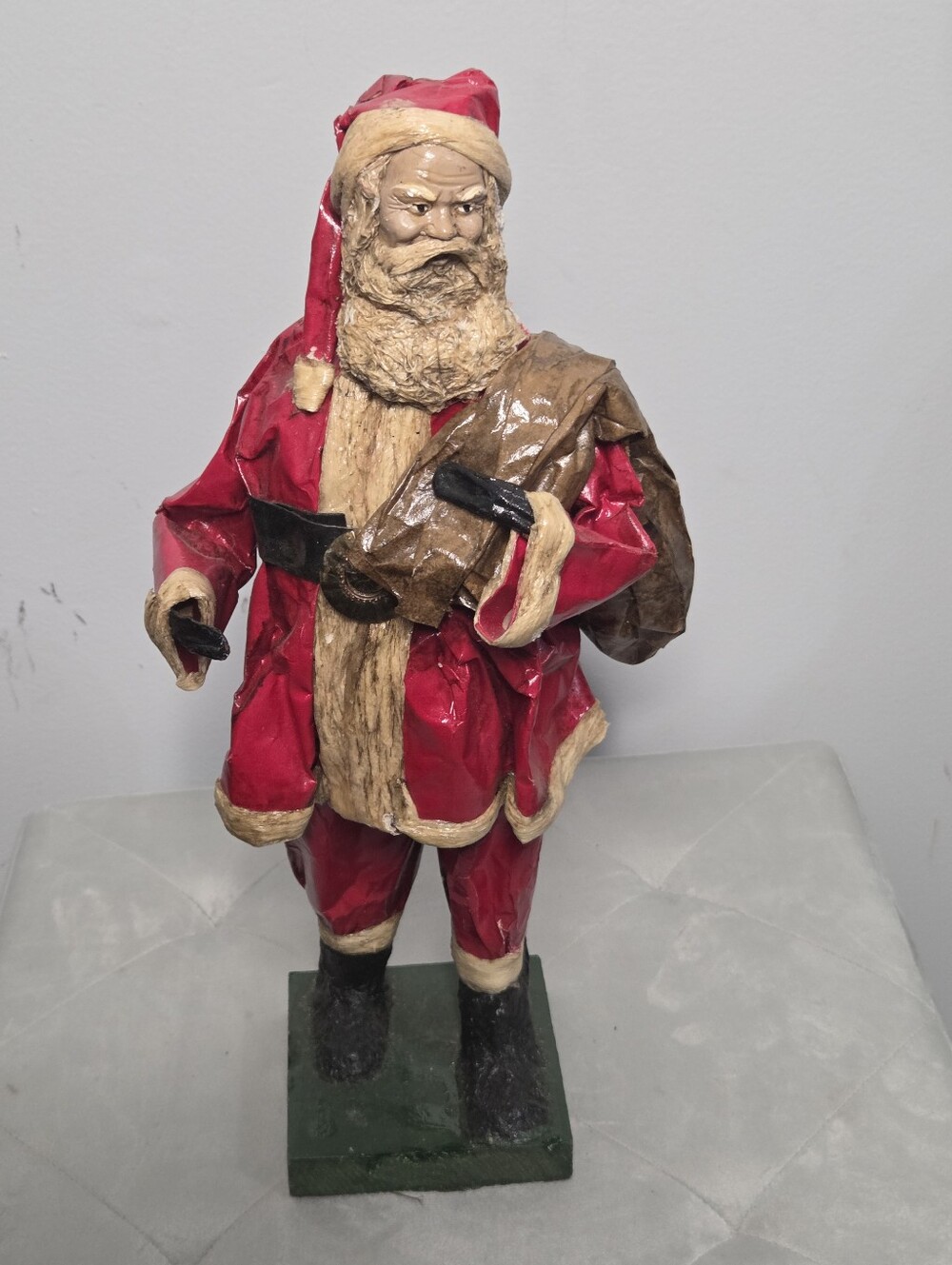 Vintage Handmade Mexican Folk Art Paper-mache Santa Claus Figurine